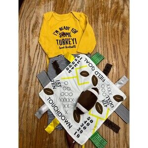 Baby Boy Football / Thanksgiving Outfit & Lovey Size 3 Months